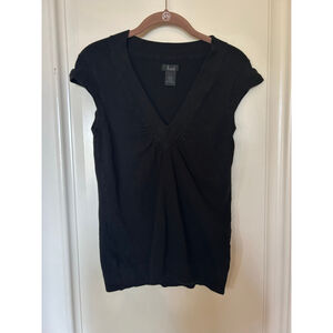 Women's Frenchi Black Short Sleeve V-Neck Tee L